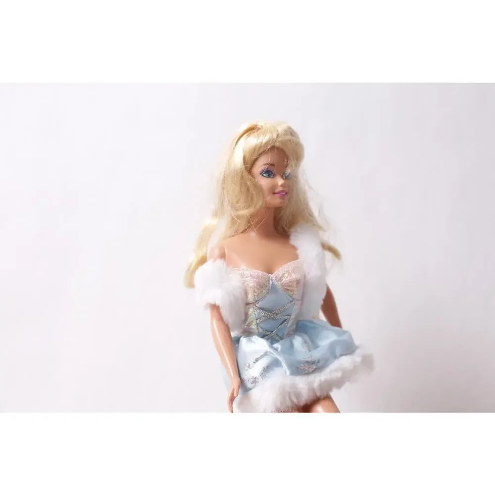 Mattel Barbie Blonde Doll wearing Blue White Winter Mini Dress ~ 260214-WH 978